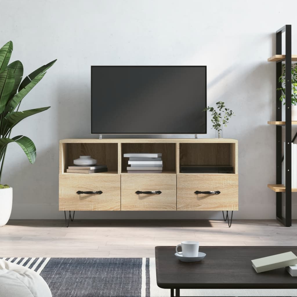 vidaXL Meuble TV chêne sonoma 102x36x50 cm bois d'ingénierie