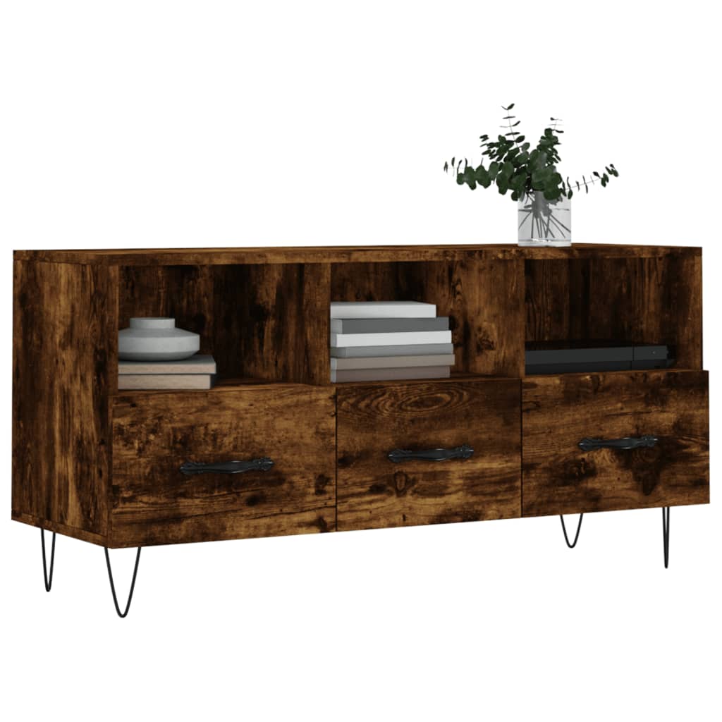 vidaXL Tv-meubel 102x36x50 cm bewerkt hout gerookt eikenkleurig afbeelding