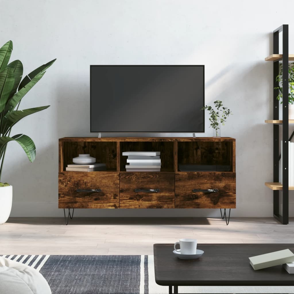 vidaXL Dulap TV stejar afumat, 102x36x50 cm, lemn prelucrat