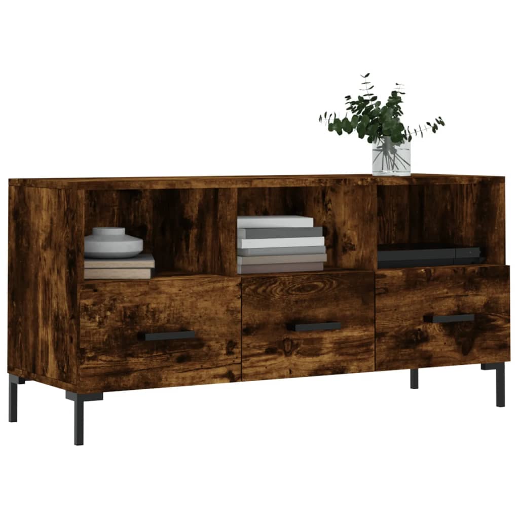 vidaXL Tv-meubel 102x36x50 cm bewerkt hout gerookt eikenkleurig afbeelding