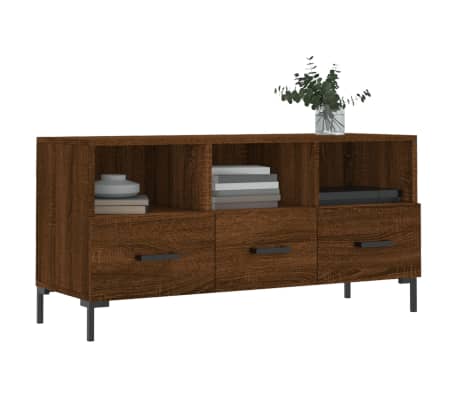 vidaXL TV-benk brun eik 102x36x50 cm konstruert tre