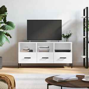 TV skříňka bílá s vysokým leskem 102x36x50 cm kompozitní dřevo - obrázek 1