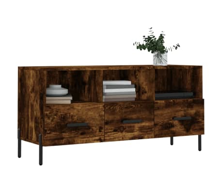 vidaXL TV Cabinet Smoked Oak 102x36x50 cm Engineered Wood