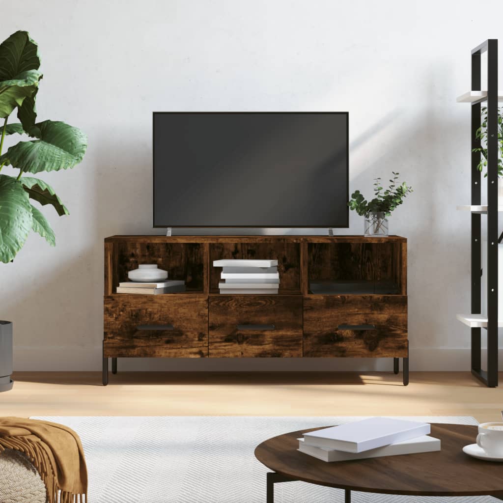 vidaXL Dulap TV stejar afumat, 102x36x50 cm, lemn prelucrat