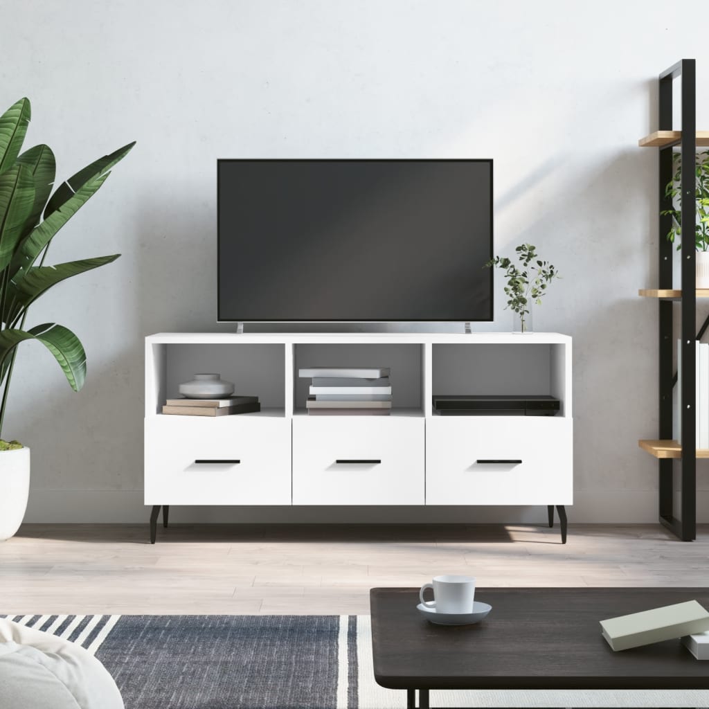 vidaXL Dulap TV, alb, 102x36x50 cm, lemn prelucrat