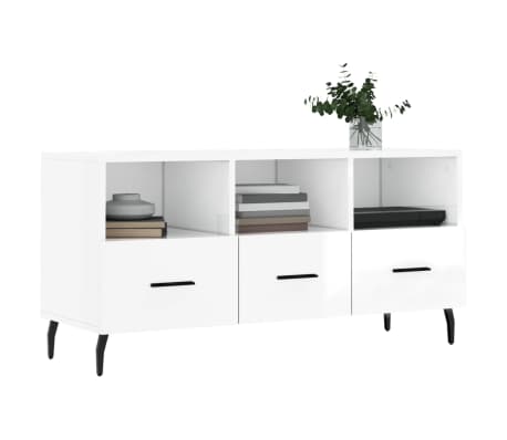 vidaXL TV-Schrank Hochglanz-Wei&szlig; 102x36x50 cm Holzwerkstoff