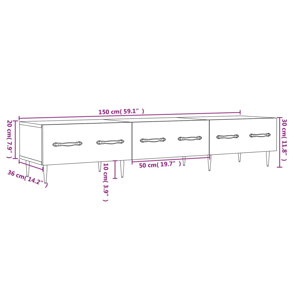 Dulap TV, stejar sonoma, 150x36x30 cm, lemn prelucrat