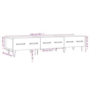 TV skříňka betonově šedá 150 x 36 x 30 cm kompozitní dřevo - obrázek 12