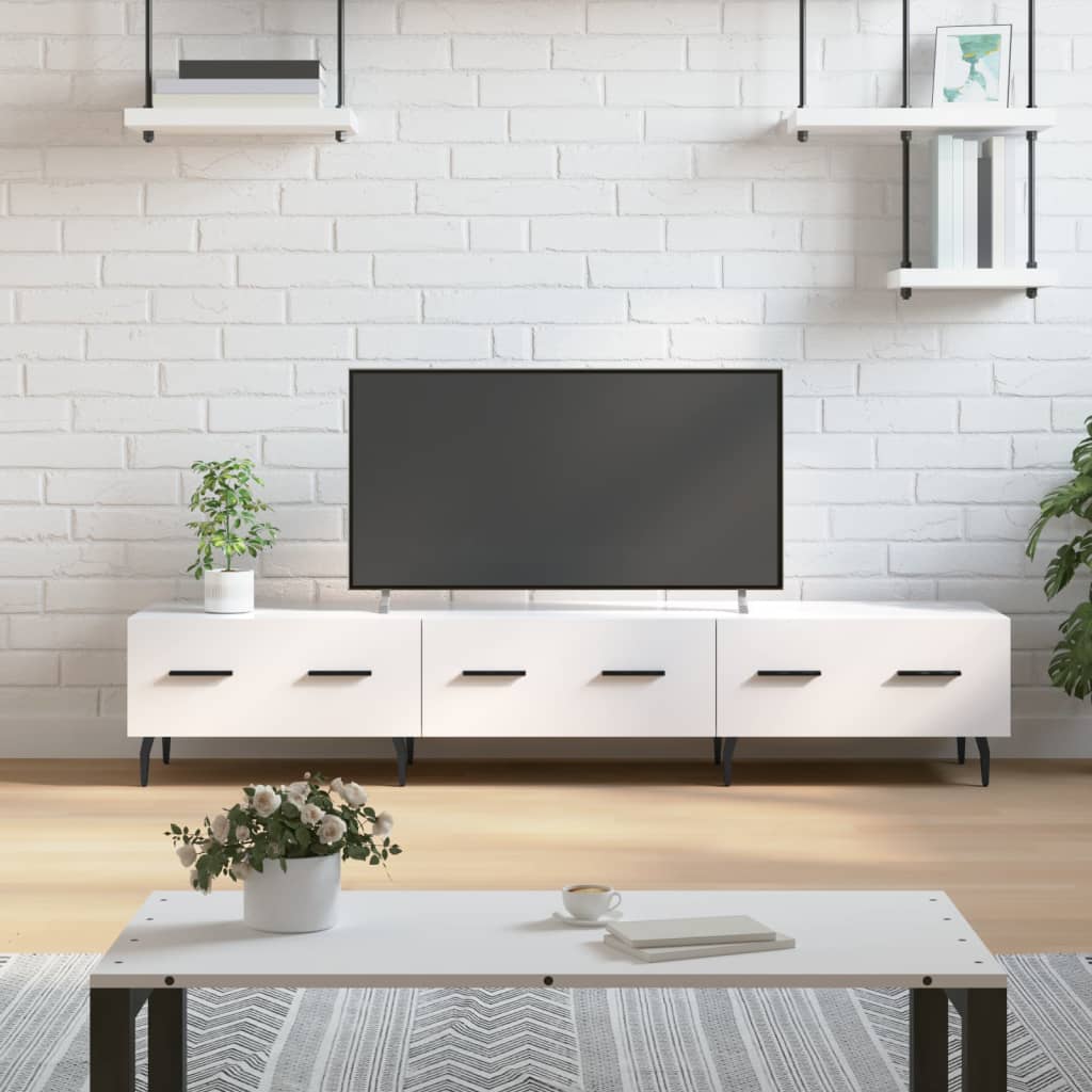 vidaXL Meuble TV blanc brillant 150x36x30 cm bois d'ingénierie