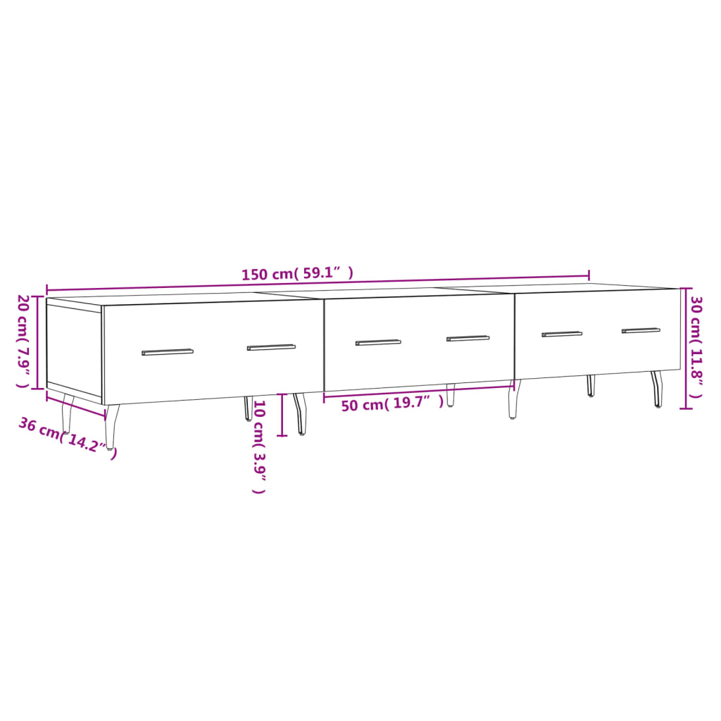 Dulap TV, stejar sonoma, 150x36x30 cm, lemn prelucrat