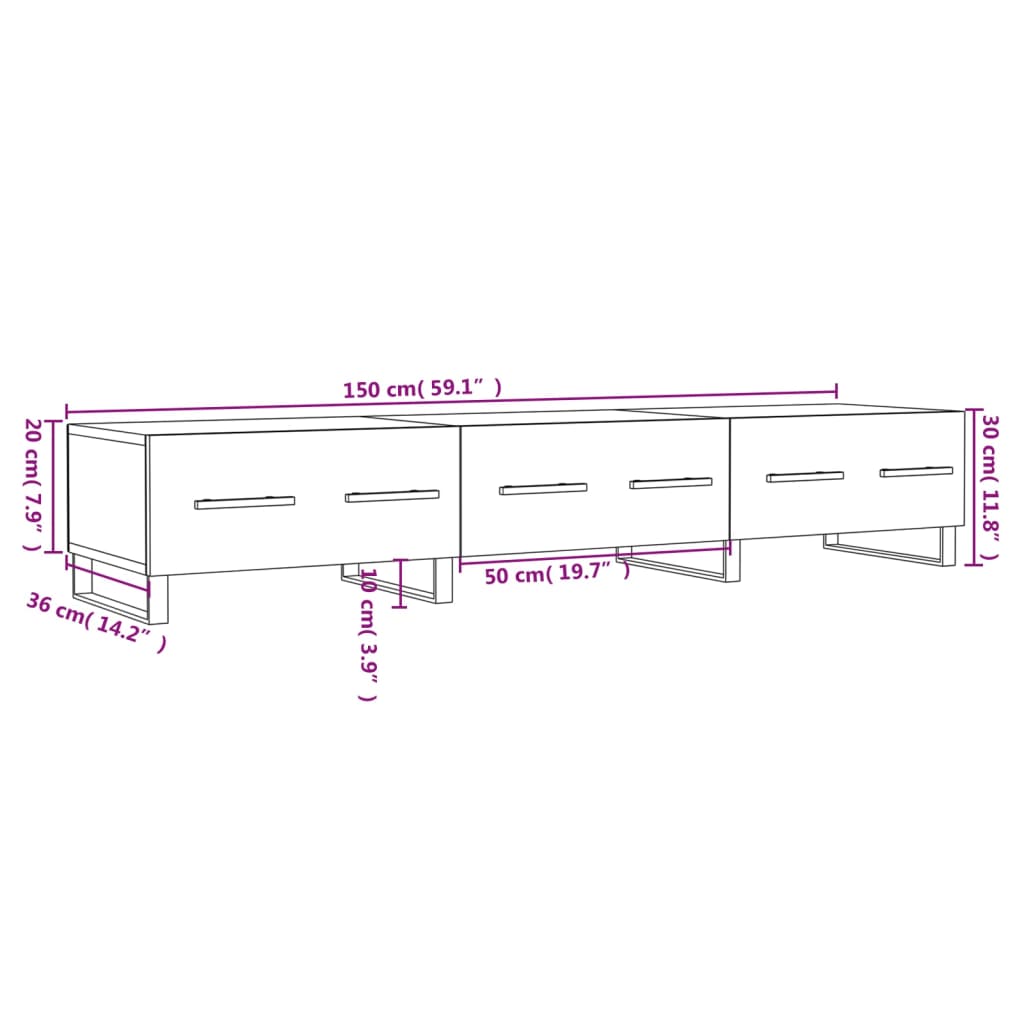 Dulap TV, stejar sonoma, 150x36x30 cm, lemn prelucrat