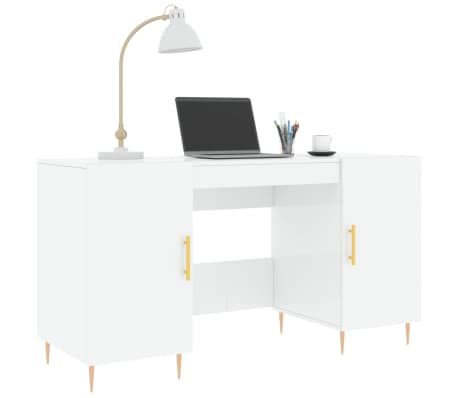 vidaXL Γραφείο Γυαλιστερό Λευκό 140x50x75 εκ. Επεξεργασμένο Ξύλο