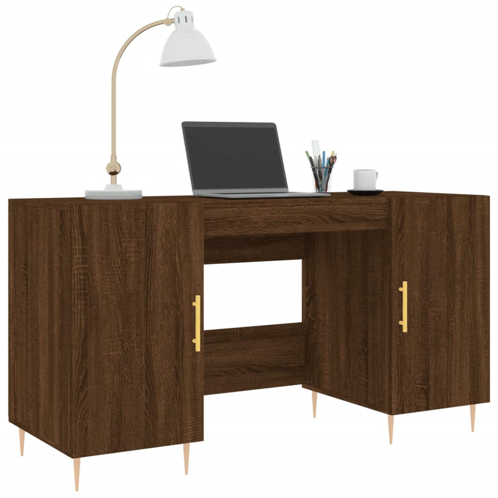 vidaXL Bureau 140x50x75 cm bewerkt hout bruin eikenkleur