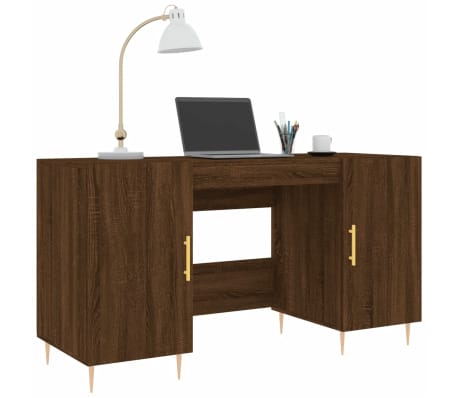 vidaXL Bureau 140x50x75 cm bewerkt hout bruin eikenkleur