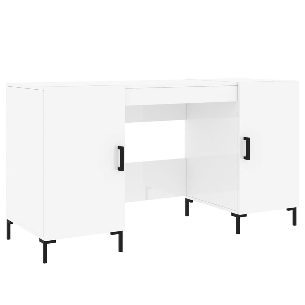 vidaXL Psací stůl bílý s vysokým leskem 140x50x75 cm kompozitní dřevo