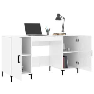 Psací stůl bílý s vysokým leskem 140x50x75 cm kompozitní dřevo - obrázek 4