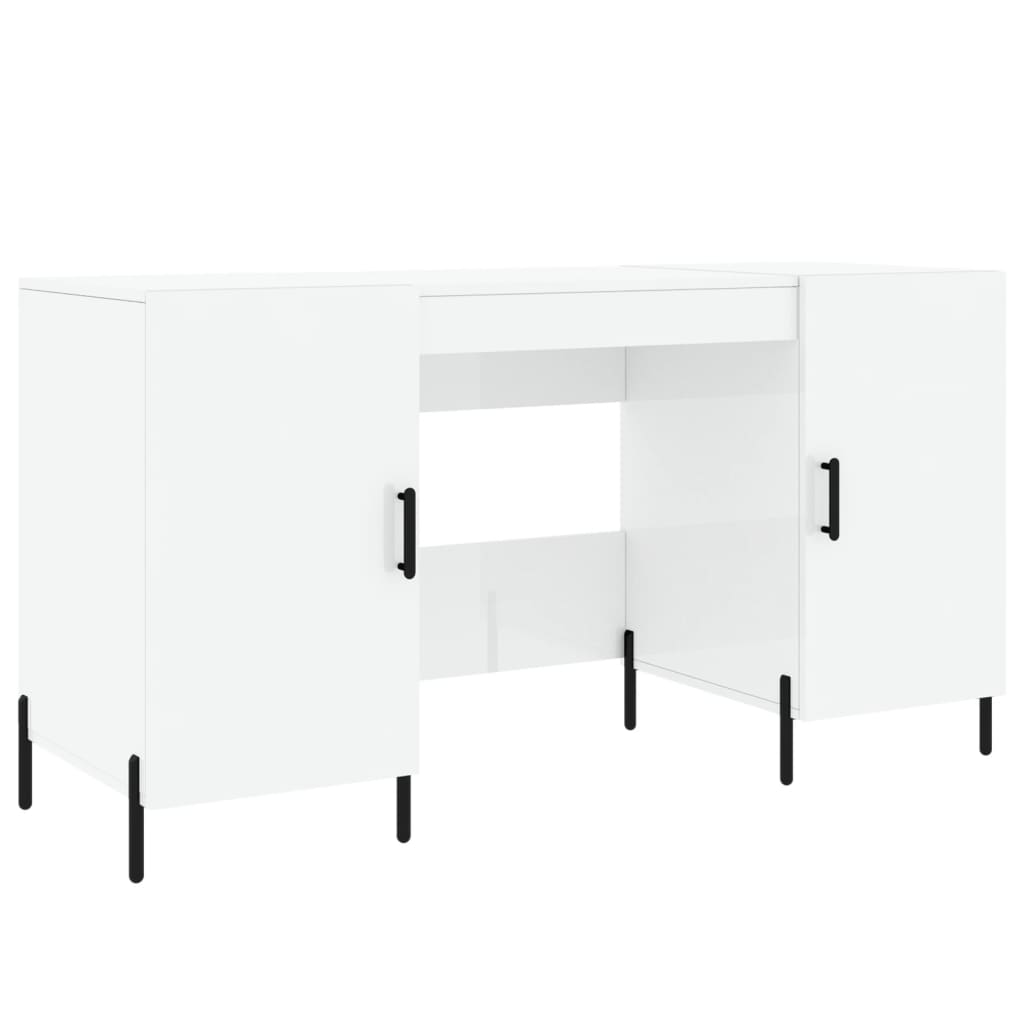 vidaXL Psací stůl bílý s vysokým leskem 140x50x75 cm kompozitní dřevo