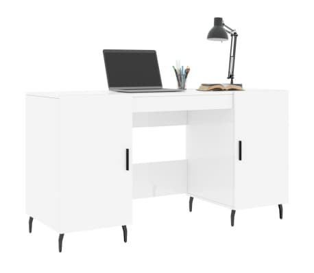 vidaXL St&ocirc;l leskl&yacute; biely 140x50x75 cm spracovan&eacute; drevo