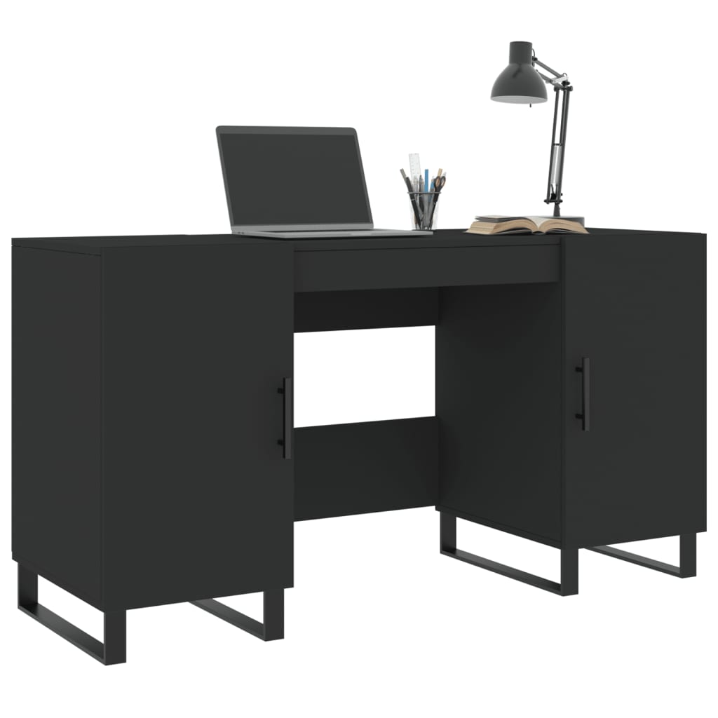 vidaXL Desk Black 140x50x75 cm Engineered Wood