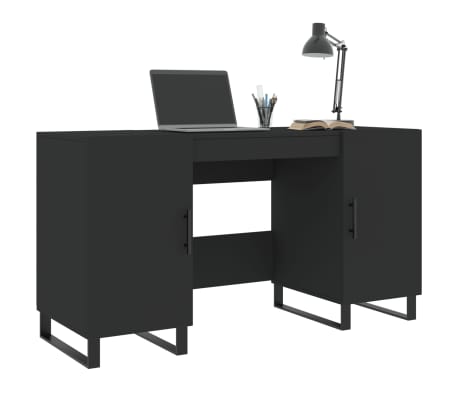 vidaXL Desk Black 140x50x75 cm Engineered Wood