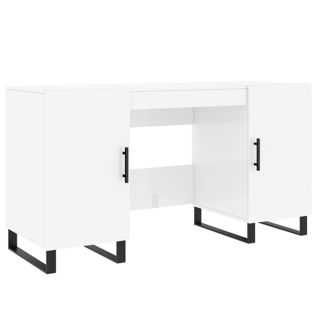 Schreibtisch Hochglanz-Weiß 140x50x75 cm Holzwerkstoff online kaufen 