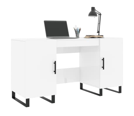 vidaXL Γραφείο Γυαλιστερό Λευκό 140x50x75 εκ. Επεξεργασμένο Ξύλο