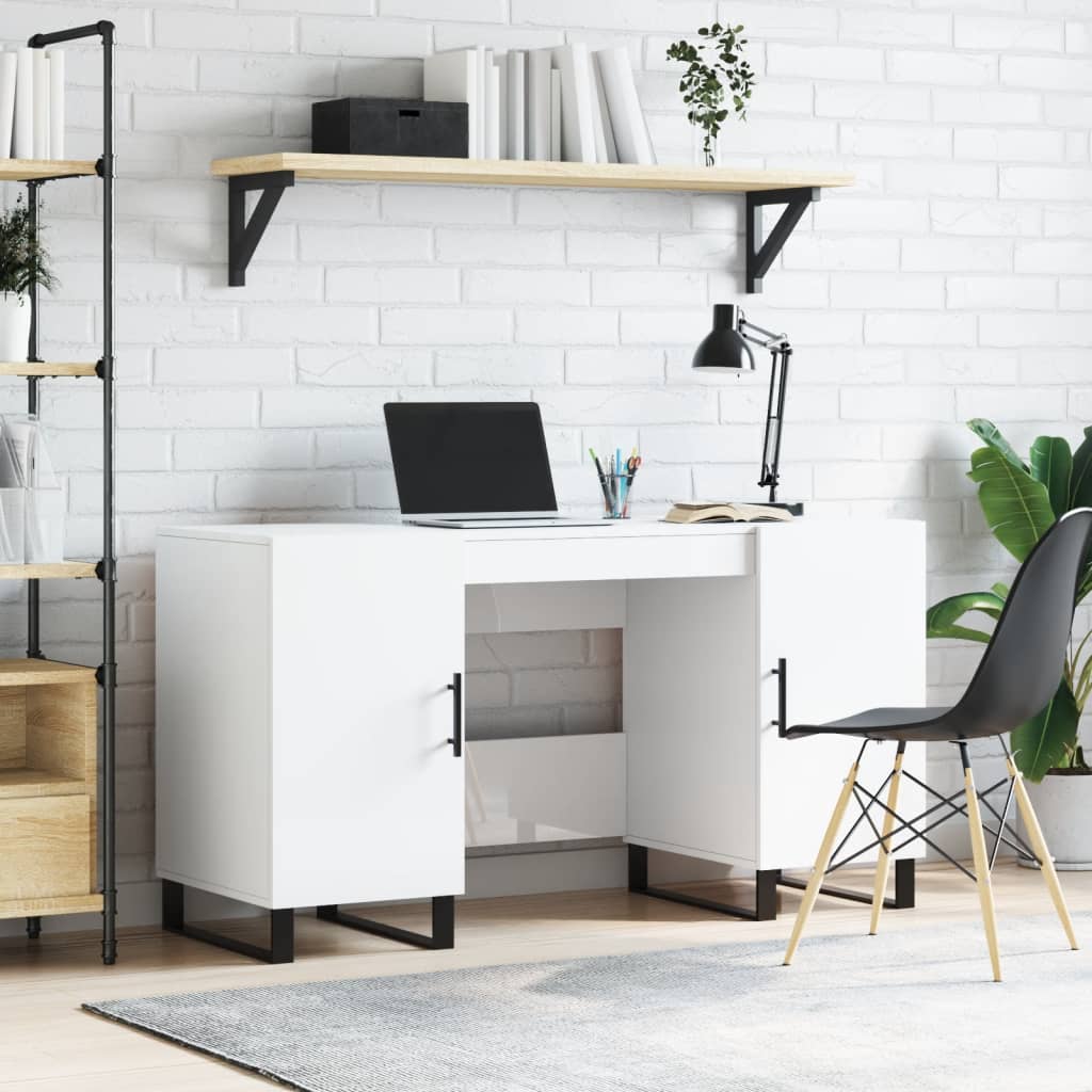 Schreibtisch Hochglanz-Weiß 140x50x75 cm Holzwerkstoff kaufen