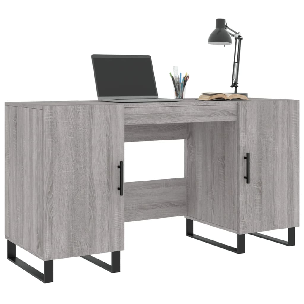 vidaXL Schreibtisch Grau Sonoma 140x50x75 cm Holzwerkstoff