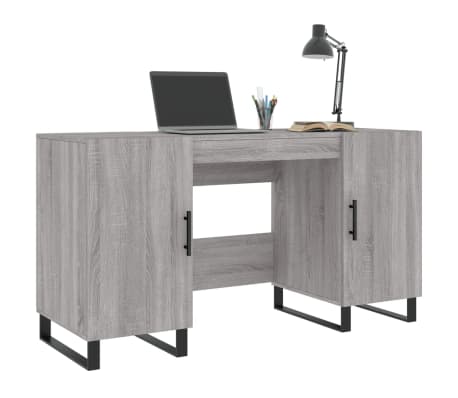 vidaXL Schreibtisch Grau Sonoma 140x50x75 cm Holzwerkstoff