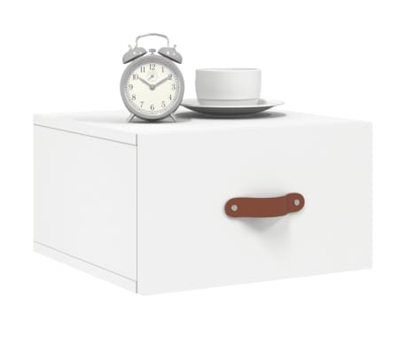 vidaXL Veggmontert nattbord hvit 35x35x20 cm