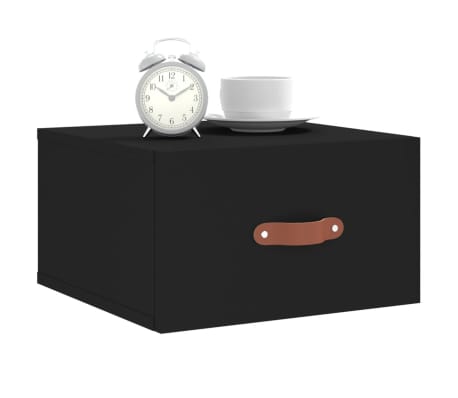 vidaXL Нощни шкафчета за стенен монтаж, 2 бр, черен, 35x35x20 см