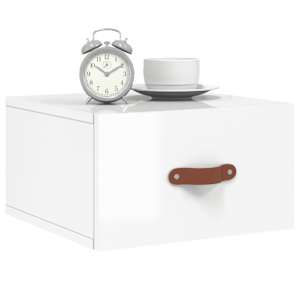 vidaXL Noptieră de perete, alb extralucios, 35x35x20 cm