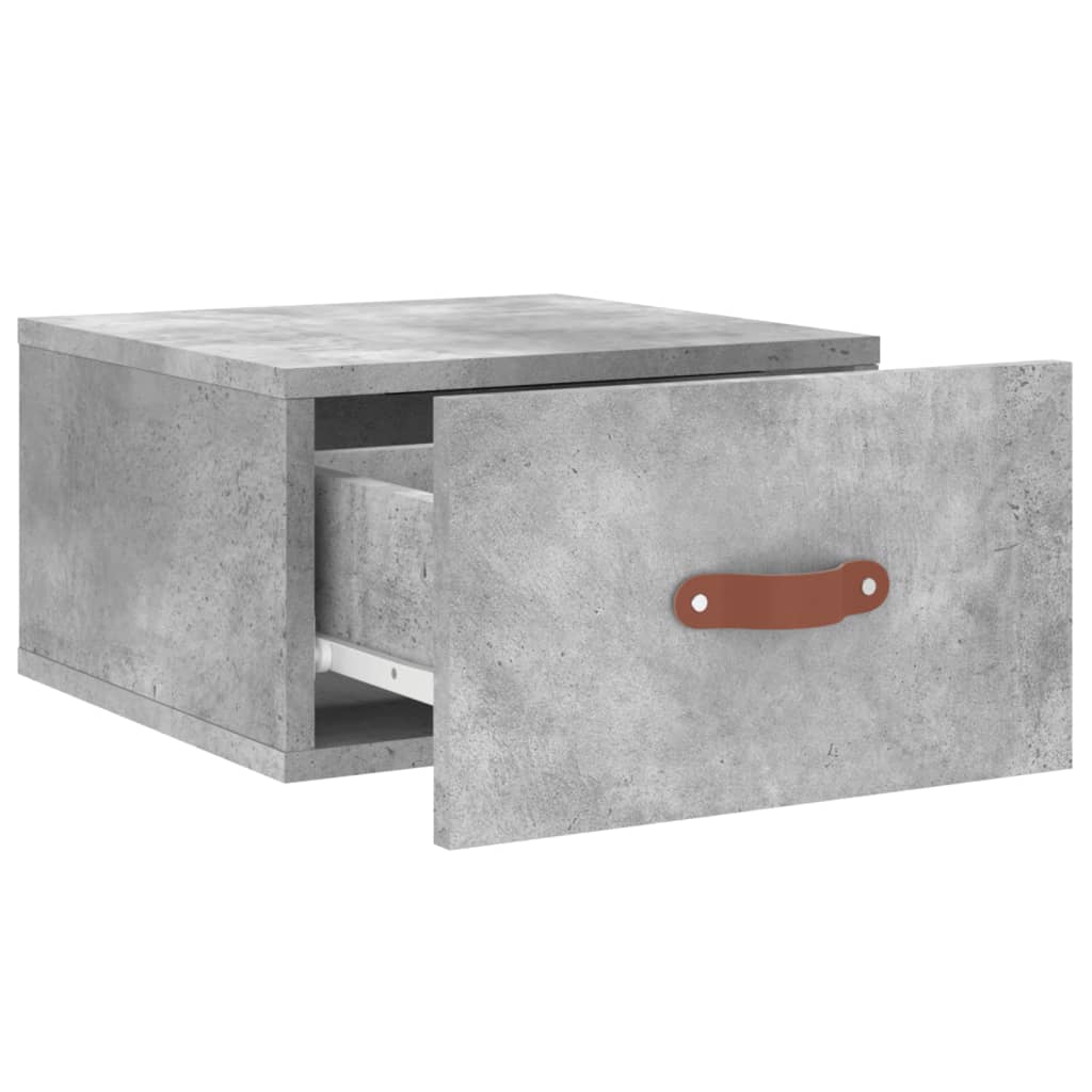 Noptiere montate pe perete 2 buc. gri beton 35x35x20 cm