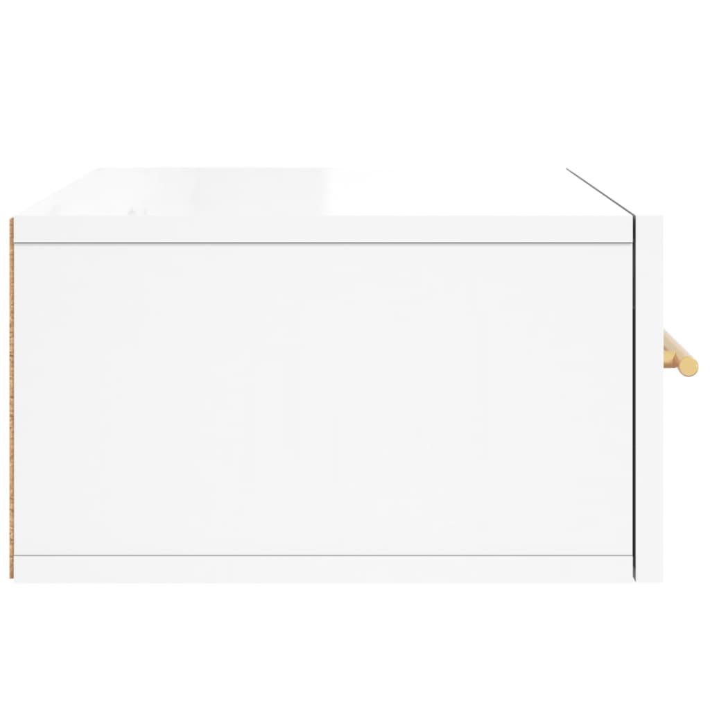 Нощно шкафче за стенен монтаж, бял гланц, 35x35x20 см