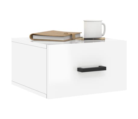 vidaXL Veggfest N&aacute;ttbor&eth; 2 stk. H&aacute;glans Hv&iacute;tur 35x35x20 cm