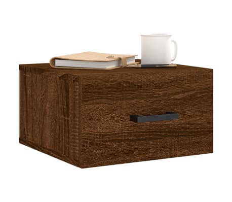 vidaXL Veggmonterte nattbord 2 stk brun eik 35x35x20 cm
