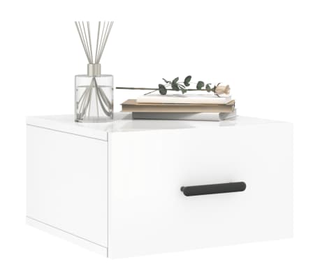 vidaXL Wall-mounted Bedside Cabinet High Gloss White 35x35x20 cm