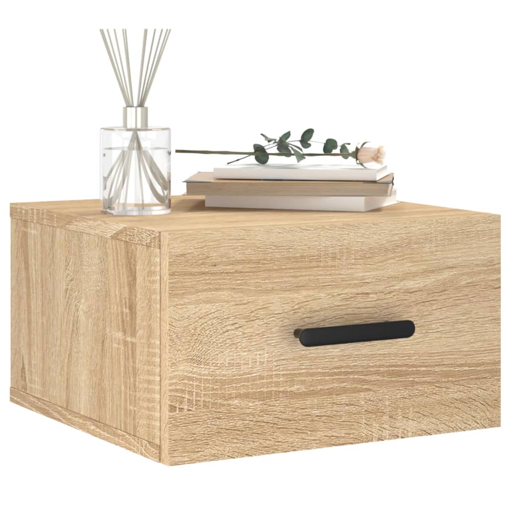 vidaXL Nachtkastjes 2 st wandgemonteerd 35x35x20 cm sonoma eikenkleur