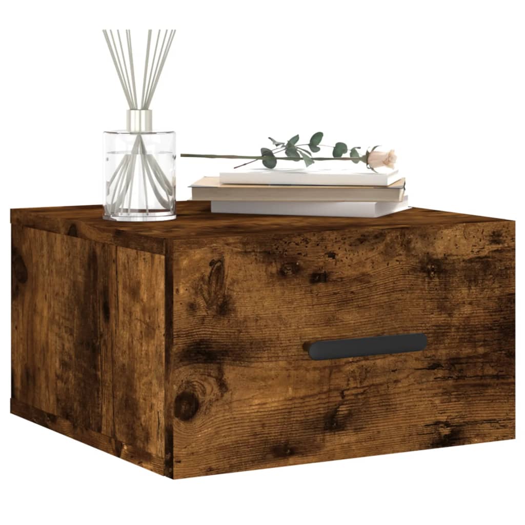 vidaXL Nachtkastjes 2 st wandgemonteerd 35x35x20 cm gerookt eikenkleur afbeelding