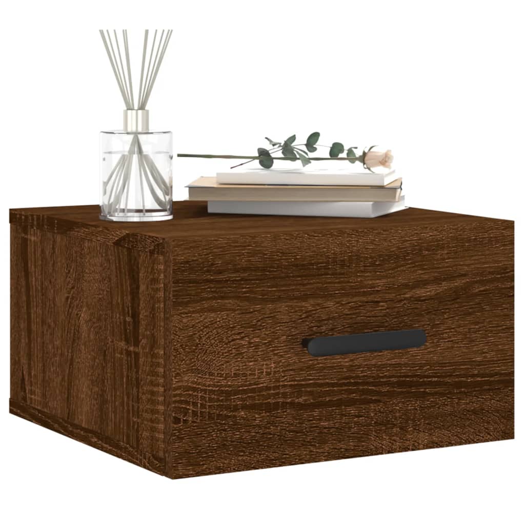 vidaXL Wall-mounted Bedside Cabinet Brown Oak 35x35x20 cm