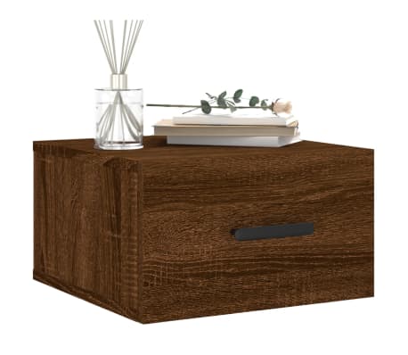 vidaXL Wall-mounted Bedside Cabinet Brown Oak 35x35x20 cm