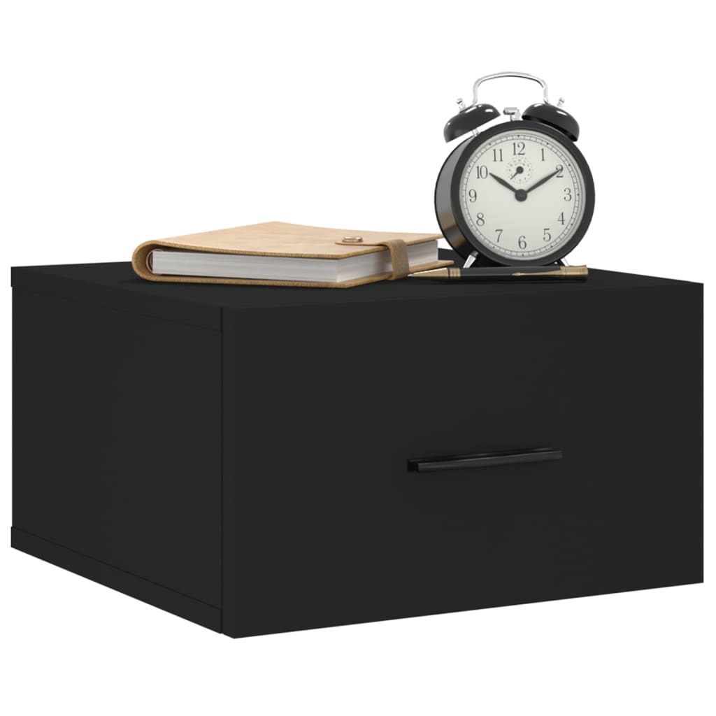 vidaXL Table de chevet murale noir 35x35x20 cm