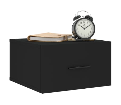 vidaXL Table de chevet murale noir 35x35x20 cm