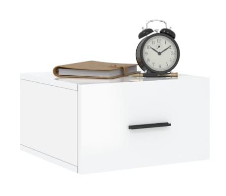 vidaXL Table de chevet murale blanc brillant 35x35x20 cm