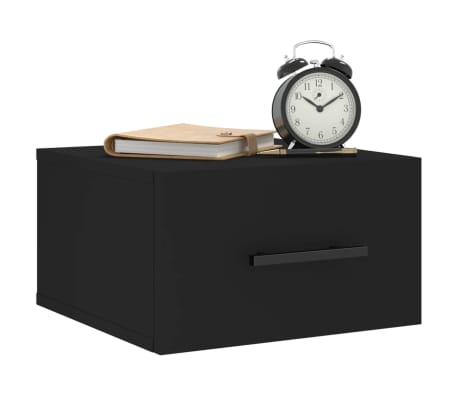 vidaXL Duvara Monte Komodin 2 Adet Siyah 35x35x20 cm