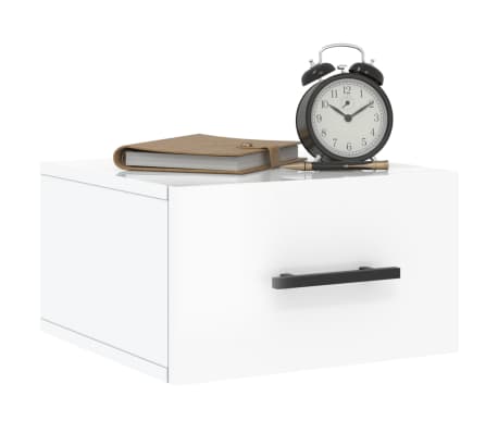 vidaXL Veggmontert nattbord høyglans hvit 35x35x20 cm