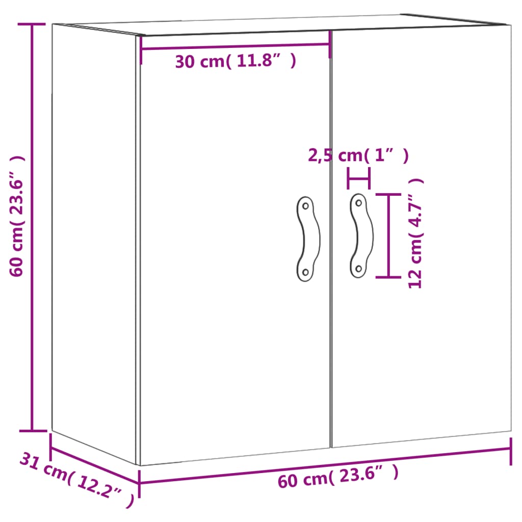 imagem de vidaXL Armário de parede 60x31x60 cm derivados de madeira branco11