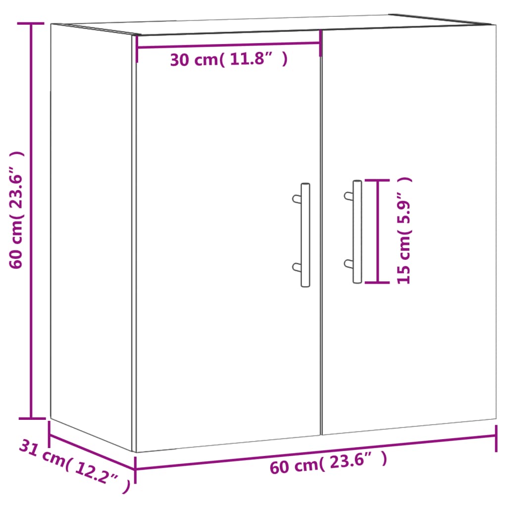 imagem de vidaXL Armário parede 60x31x60cm derivados de madeira cinzento cimento11