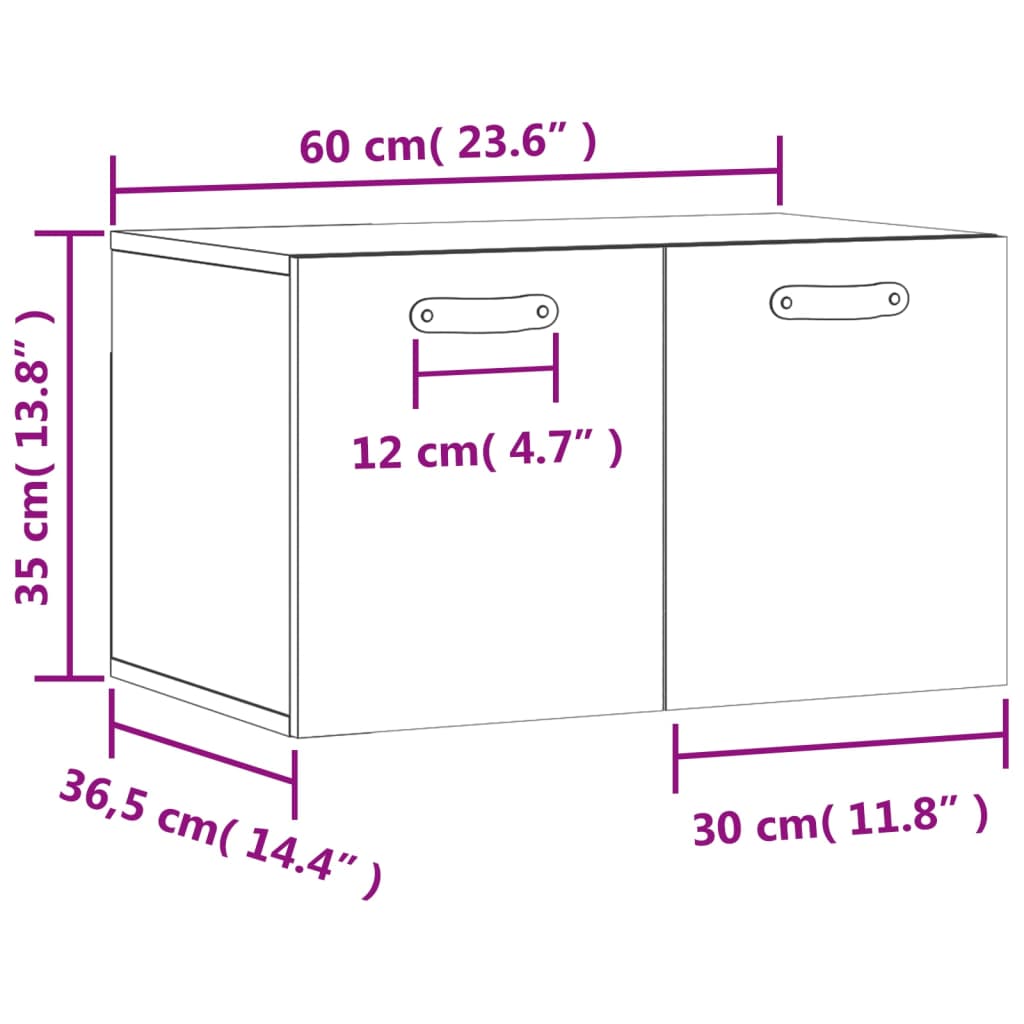 imagem de vidaXL Armário parede 60x36,5x35 cm derivados de madeira cinza sonoma11