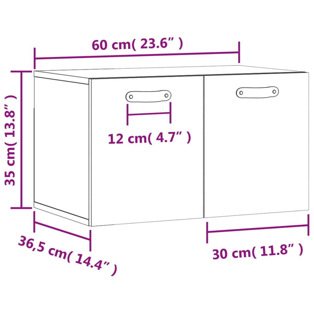 imagem de vidaXL Armário parede 60x36,5x35 cm derivados de madeira cinza sonoma11